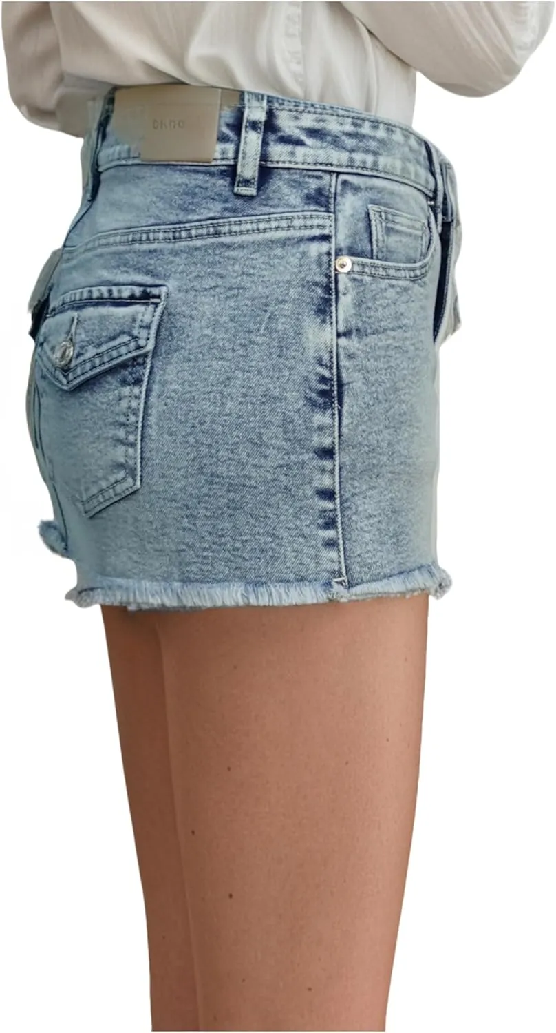 Women Denim Skirt with Shorts Mini Skort - Casual Jean Skirts with Raw Hem & Pockets