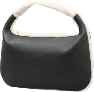 Women Fall Faux Shearling Tote Bag 2024 Vintage Lamb Wool Bucket Bag Versatile Shoulder Crossbody Bag Plush Handbag