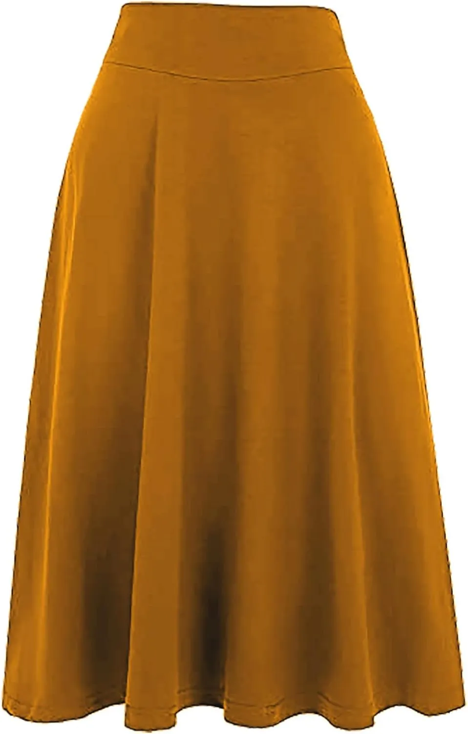 Women High Waist A-Line Skirts Summer Casual Knee Length Flowy Flared Skirts Elegant Comfy Solid Versatile Skirt