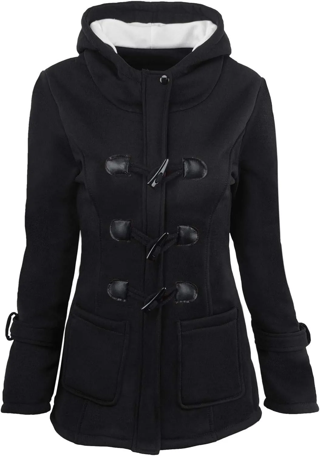 Women Hooded Coats Jackets Winter Warm Plus Size Trench Coat Hooded Pea Coat Vintage Parka Long Outerwear
