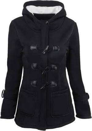 Women Hooded Coats Jackets Winter Warm Plus Size Trench Coat Hooded Pea Coat Vintage Parka Long Outerwear