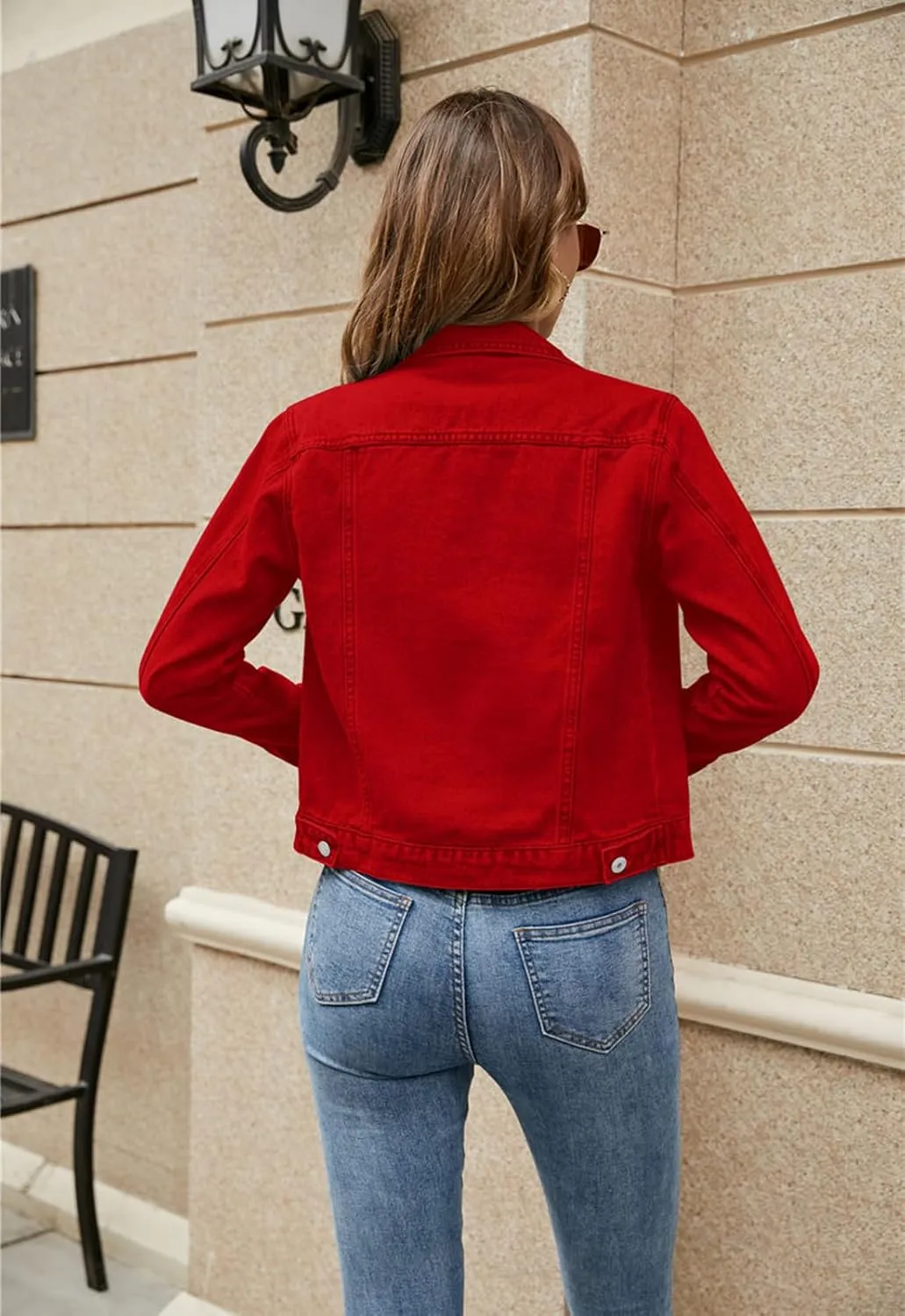 Women 's Basic Denim Jacket Casual Long Sleeve Button Down Stretchy Jean Jacket Coat