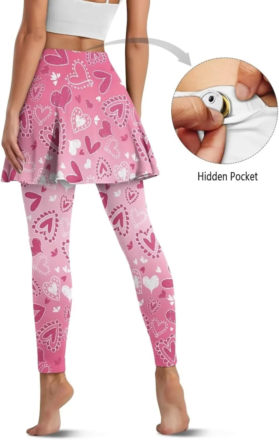 Women Tennis High Waist Skirted Legging Yoga Leggings with Skirts Golf Athletic Skirt with Pockets