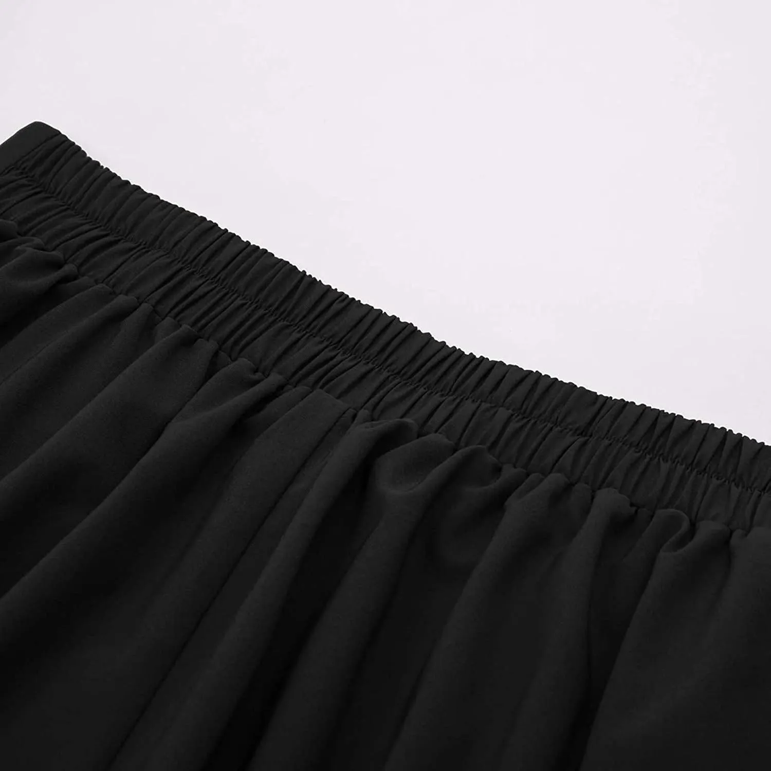 Women Vintage A-Line Skirt Elastic High Waist Pleated Skirt Midi Flared Skirt Versatile Stretchy Basic Casual Skirts