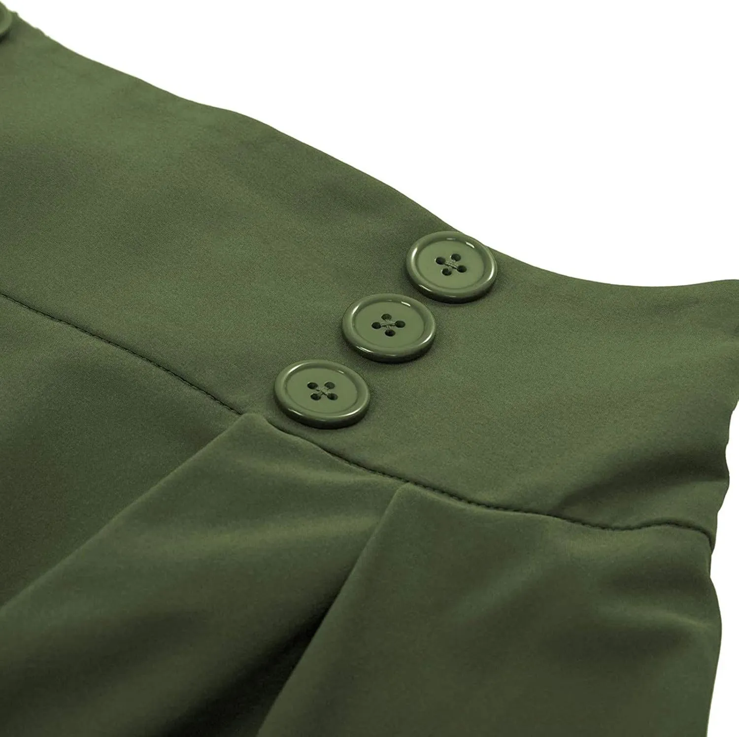 Women Vintage A-Line Skirt Elastic High Waist Pleated Skirt Midi Flared Skirt Versatile Stretchy Basic Casual Skirts