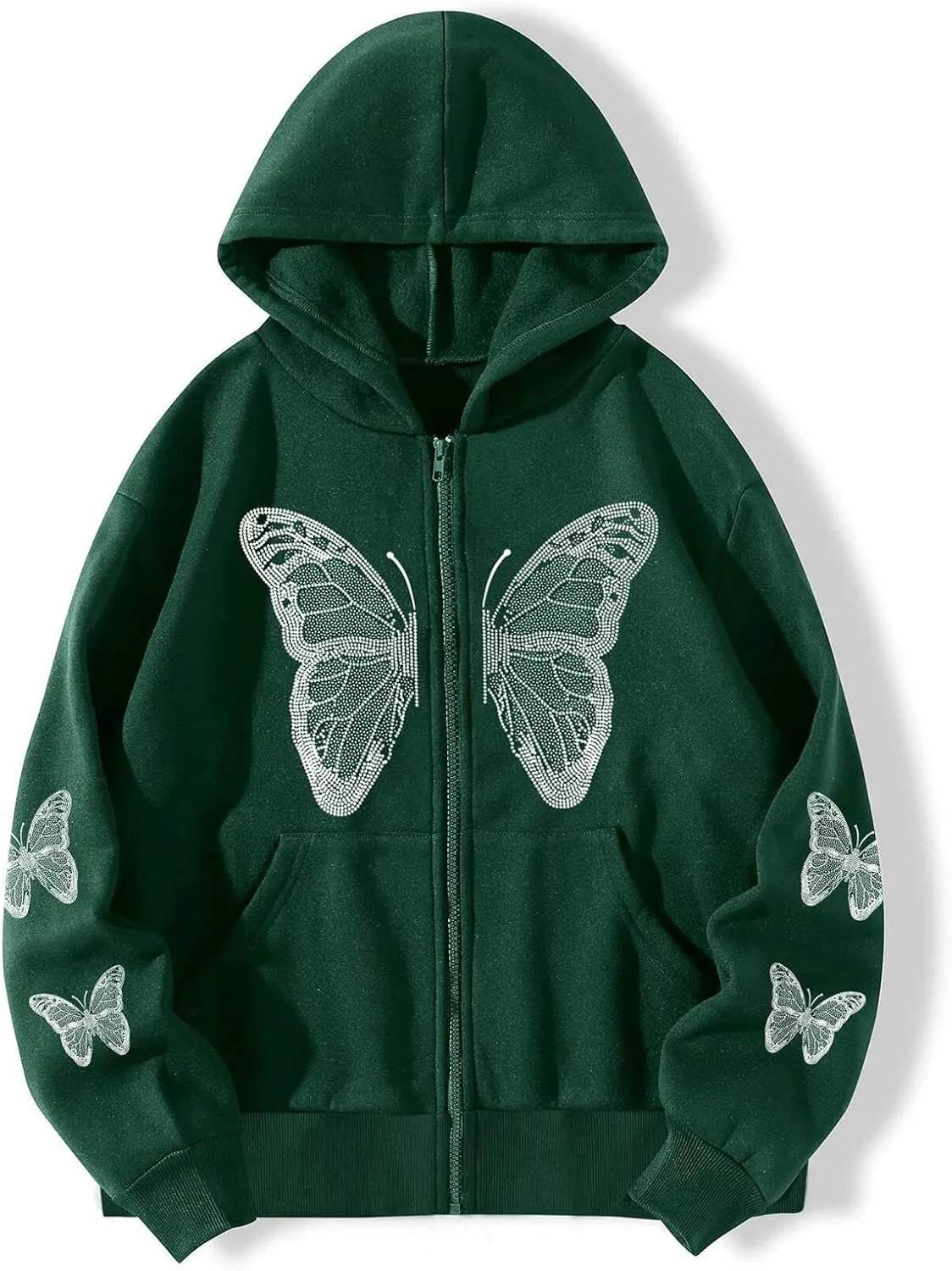 Women Y2K Spider Web Love Heart Hoodies Punk Jacket Coat Streetwear Goth Harajuku Oversized Zip Up Hooded Sweatshirt