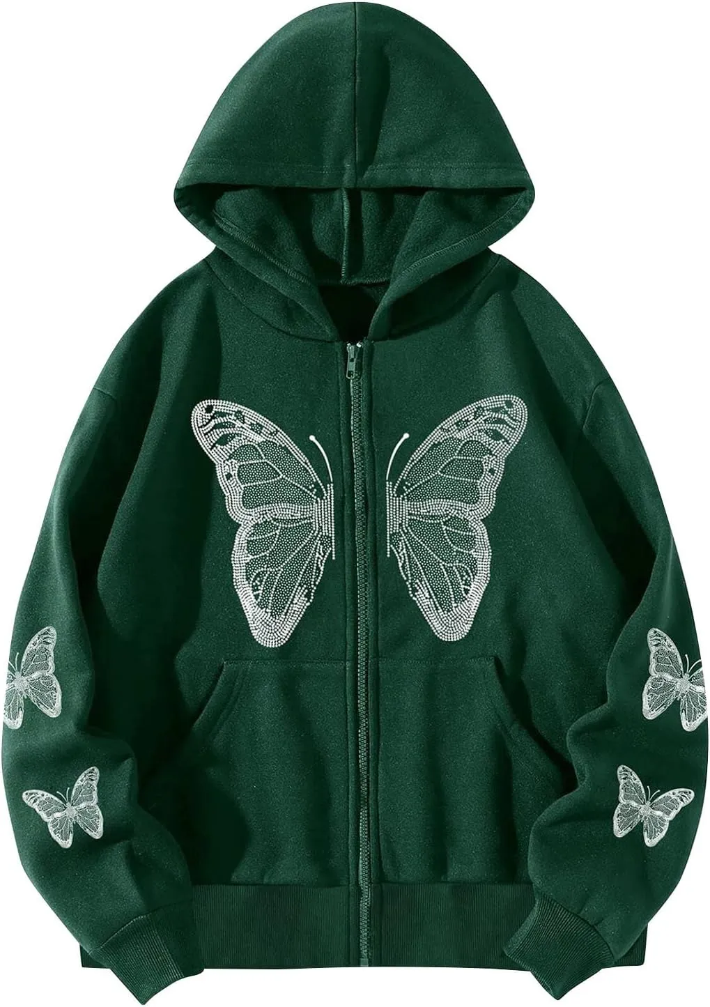 Women Y2K Spider Web Love Heart Hoodies Punk Jacket Coat Streetwear Goth Harajuku Oversized Zip Up Hooded Sweatshirt