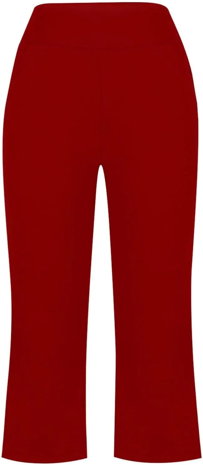 Womens Bootcut Dress Pants Business Casual Work Pants with Pockets High Waist Stretchy Trousers Pull On Office Slacks
