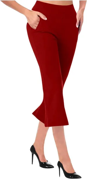 Womens Bootcut Dress Pants Business Casual Work Pants with Pockets High Waist Stretchy Trousers Pull On Office Slacks