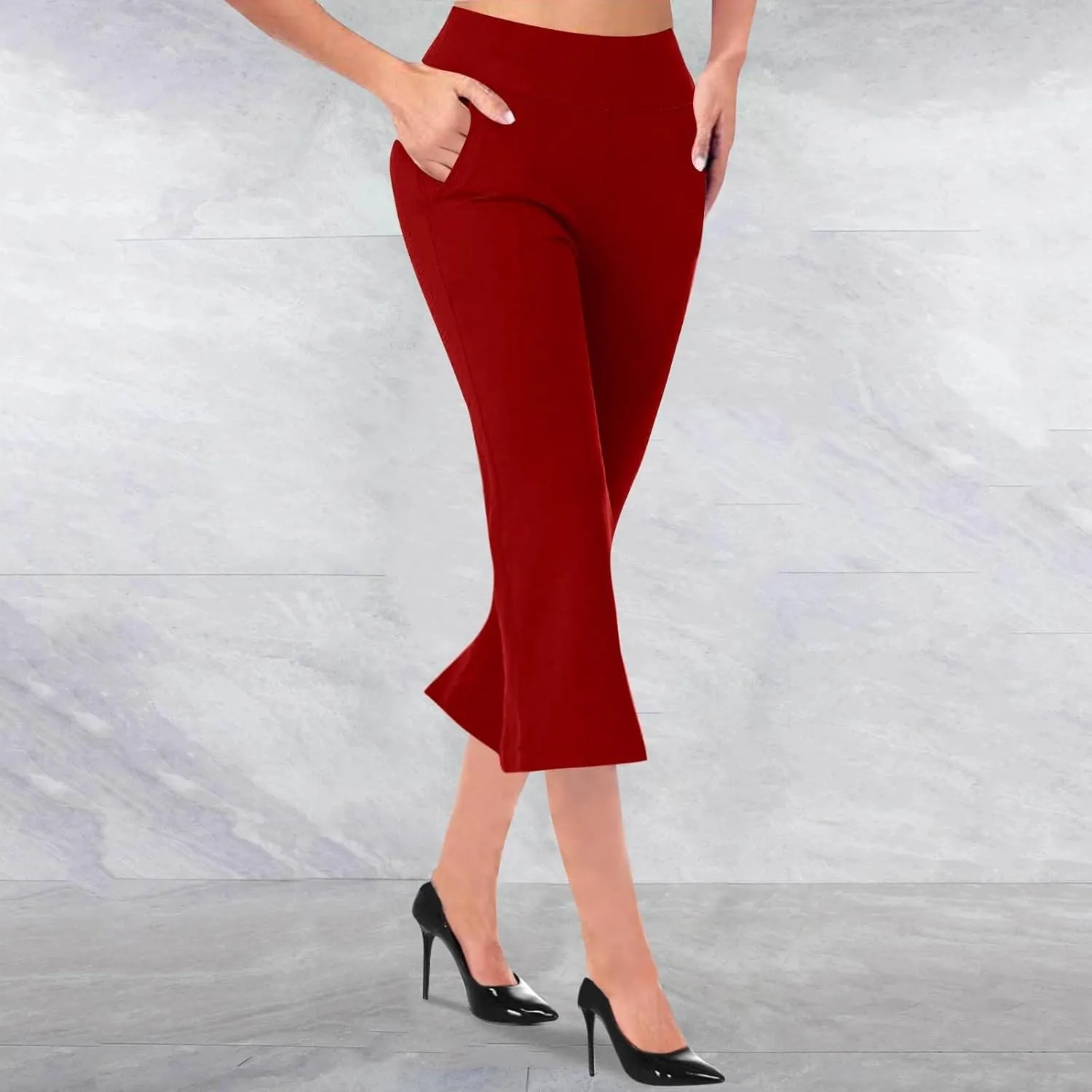 Womens Bootcut Dress Pants Business Casual Work Pants with Pockets High Waist Stretchy Trousers Pull On Office Slacks