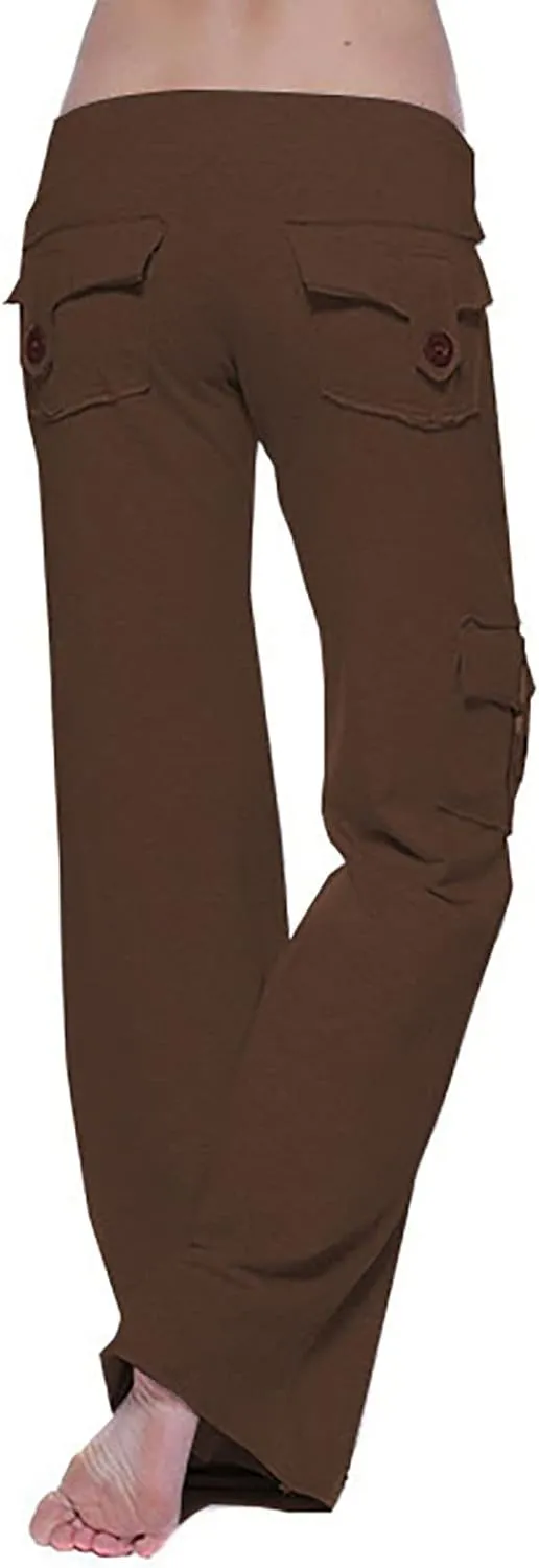 Women's Cargo Pants Elastic Waist Drawstring Multi Pocket Flare Wide Leg Trousers 2025 Work Travel Athletic Yoga Pant