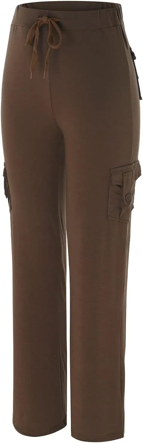 Women's Cargo Pants Elastic Waist Drawstring Multi Pocket Flare Wide Leg Trousers 2025 Work Travel Athletic Yoga Pant