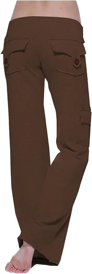Women's Cargo Pants Elastic Waist Drawstring Multi Pocket Flare Wide Leg Trousers 2025 Work Travel Athletic Yoga Pant