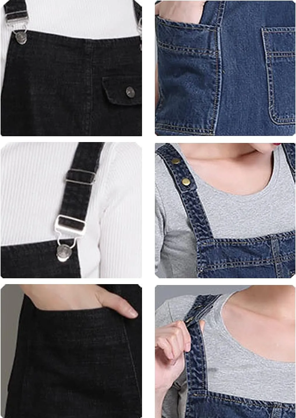 Women's Casual Loose Denim Bib Strap Overalls Jumpsuits Harem Romper Pants
