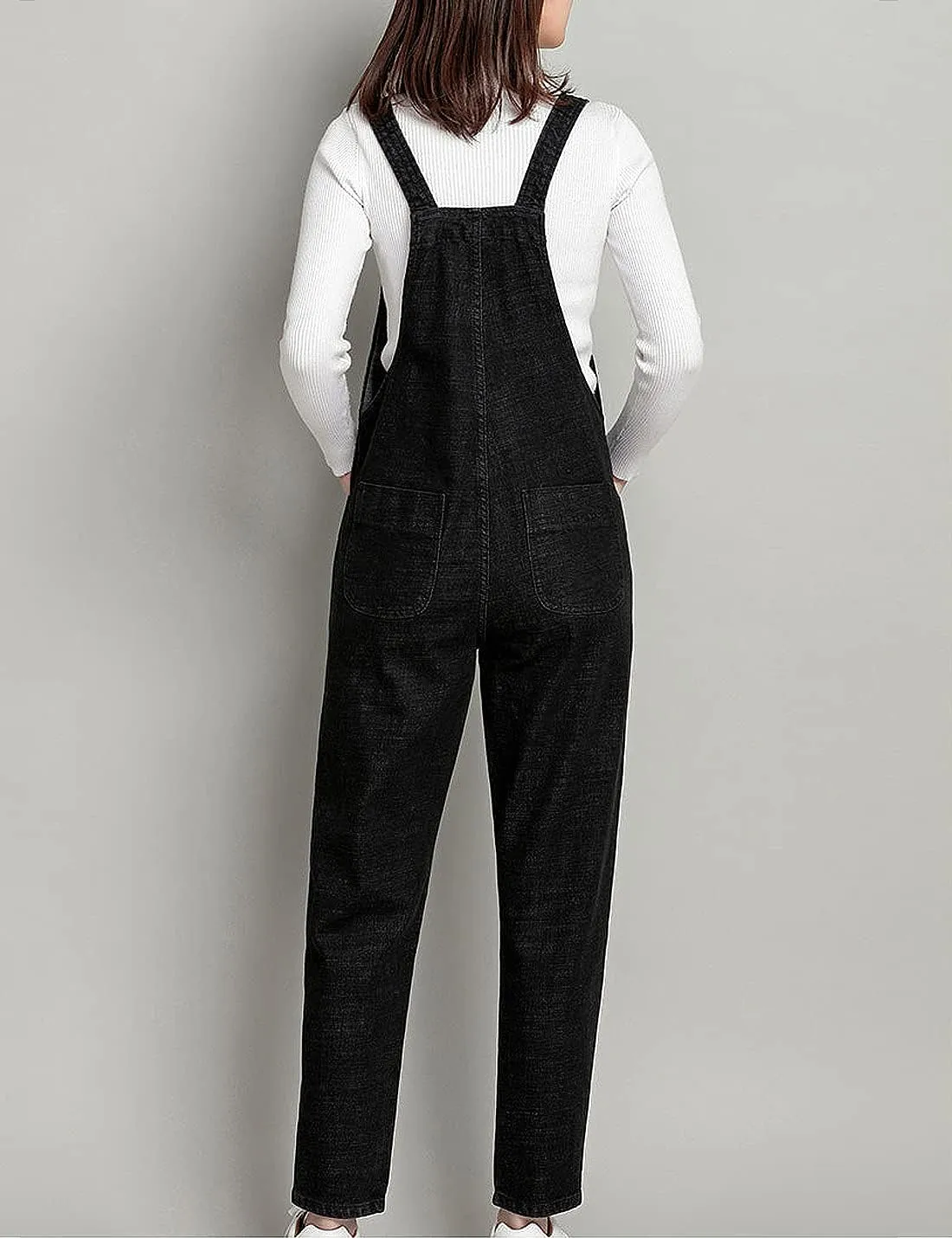Women's Casual Loose Denim Bib Strap Overalls Jumpsuits Harem Romper Pants
