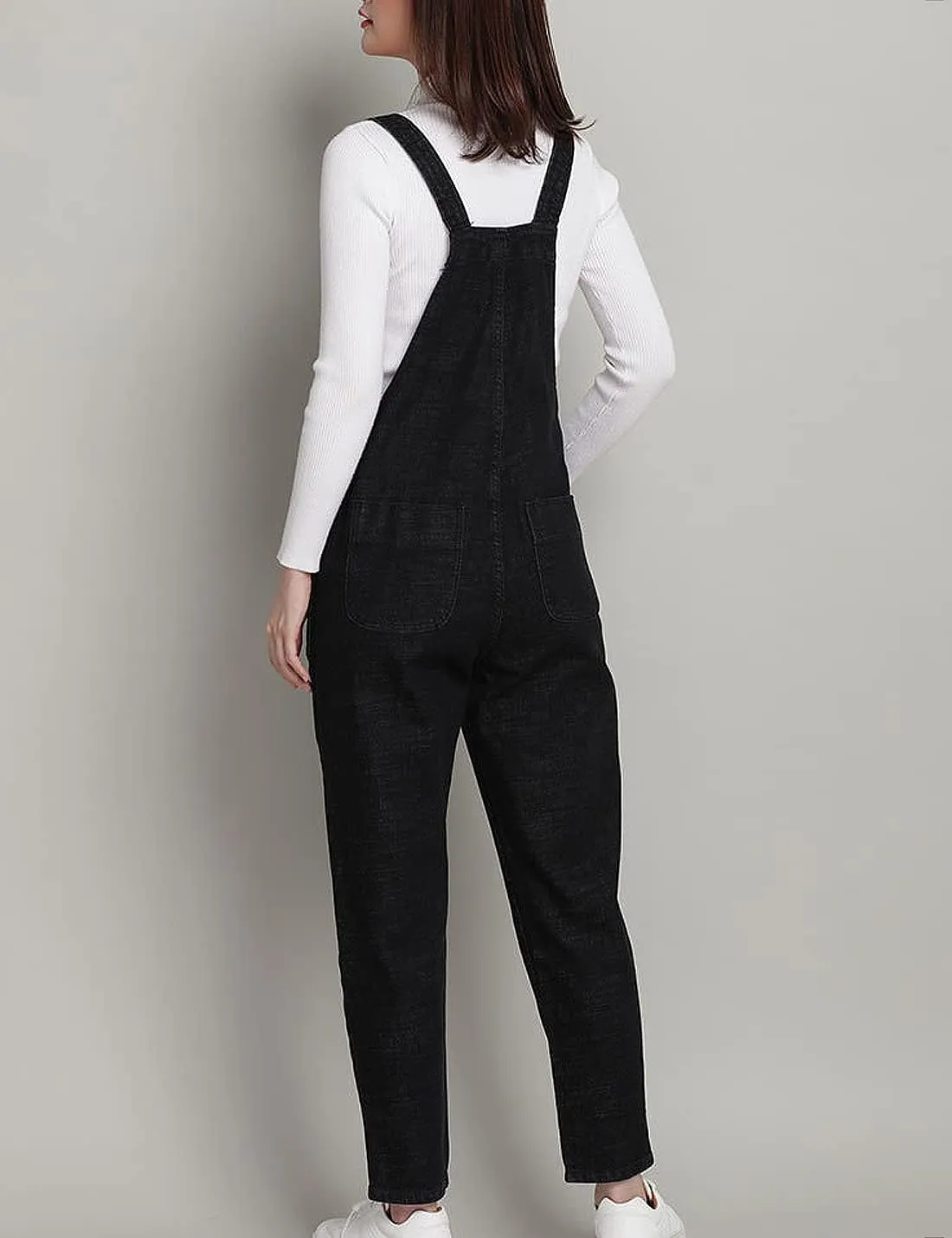 Women's Casual Loose Denim Bib Strap Overalls Jumpsuits Harem Romper Pants