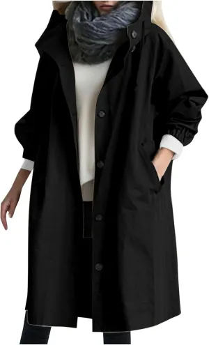 Women's Casual Mid Length Trench Coat Belted Waist Long Sleeve Outerwear Womens Windbreaker Nylon Pants