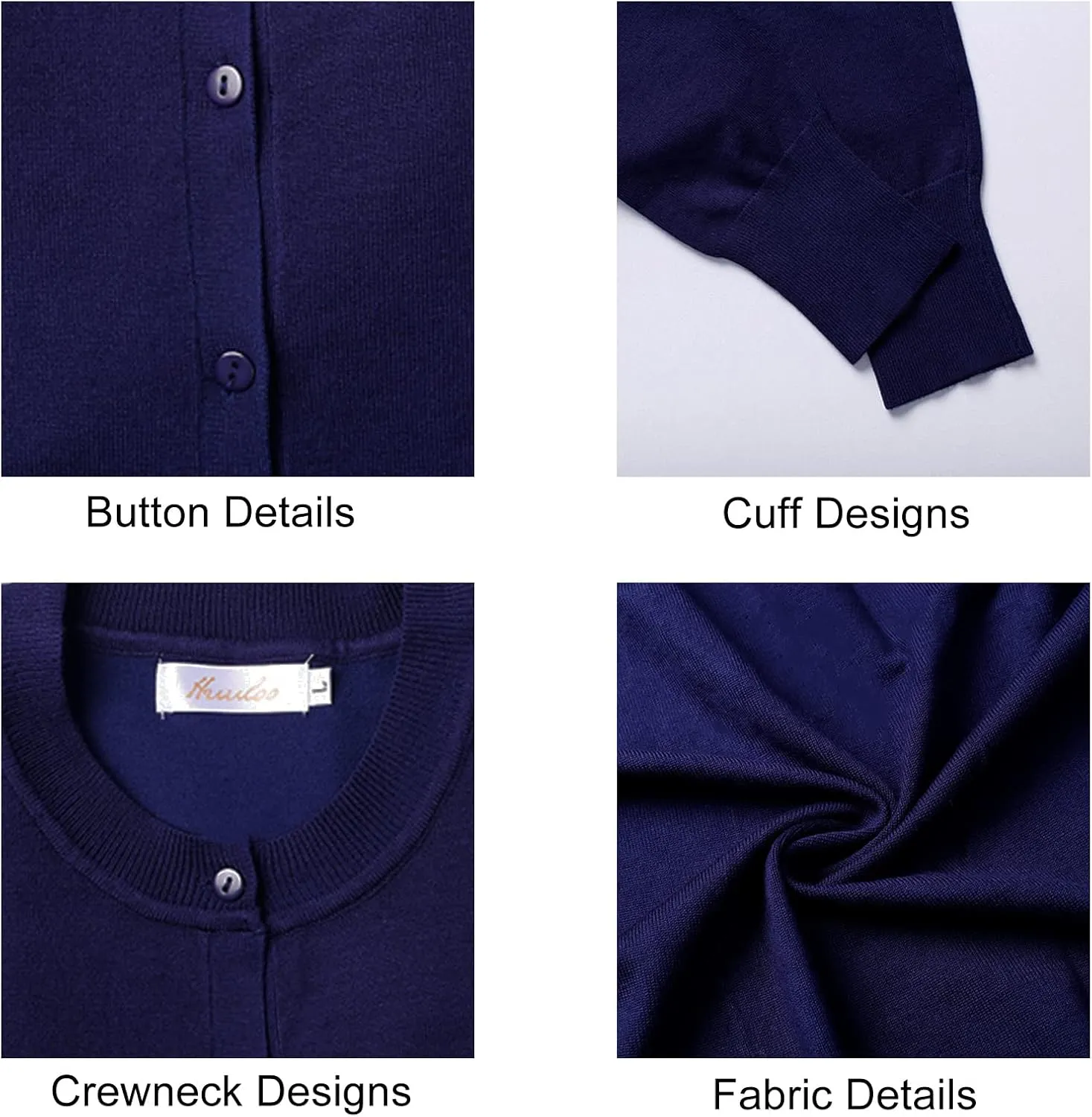 Women's Crew Neck Button Down Long Sleeve Cardigan Sweater