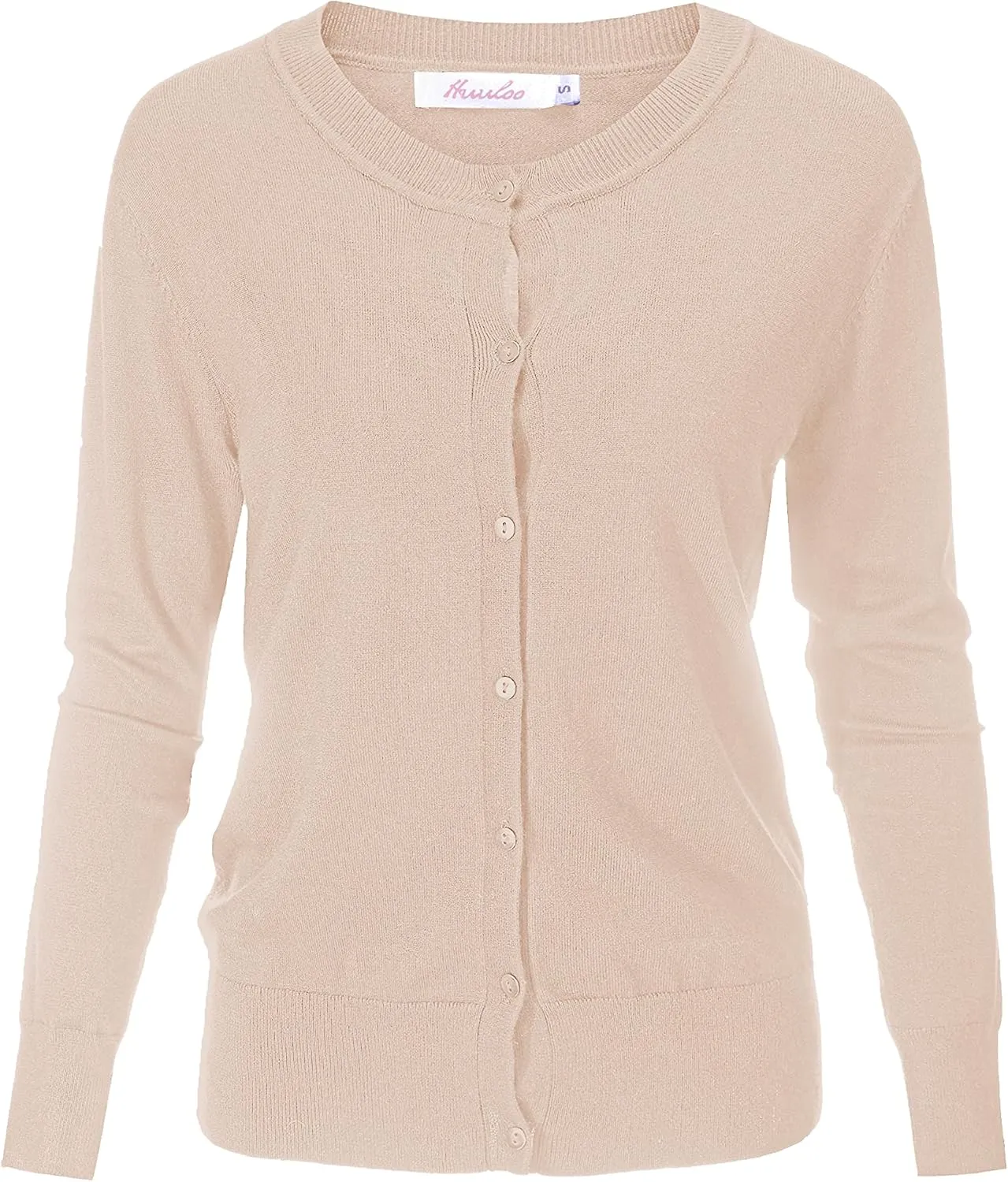 Women's Crew Neck Button Down Long Sleeve Cardigan Sweater