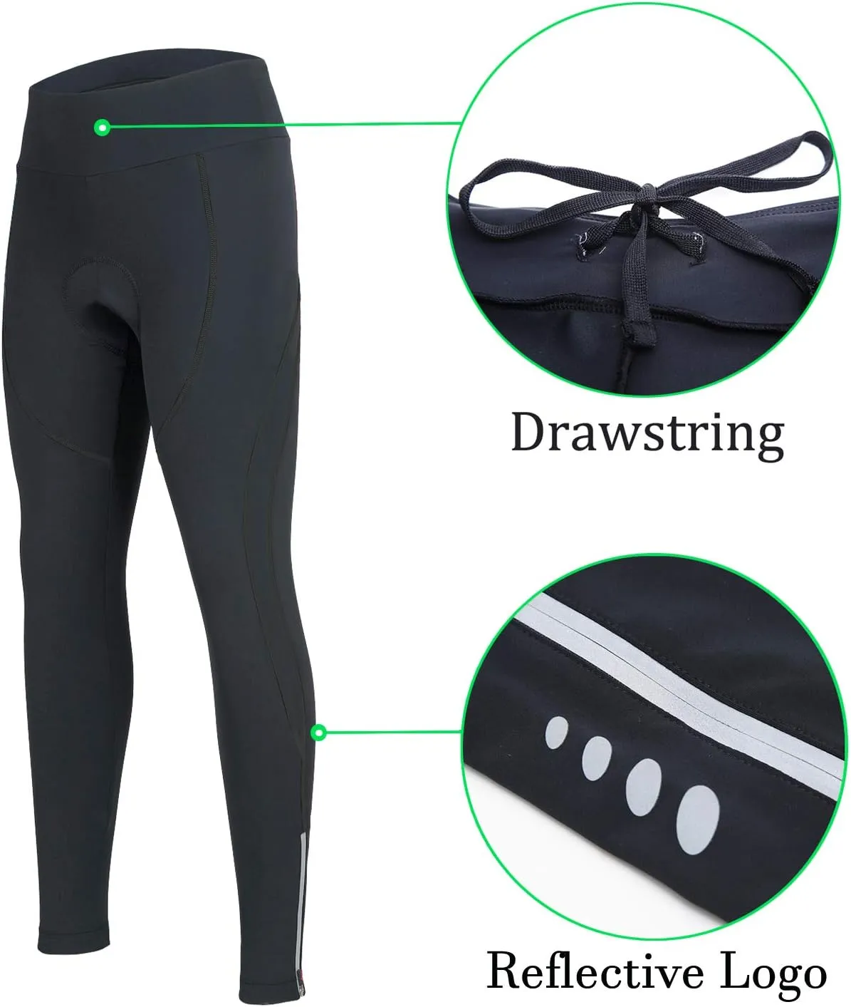 Women's Cycling Pants 3D Padded Compression Tight, Long Bike Bicycle Pants with Wide Waistband