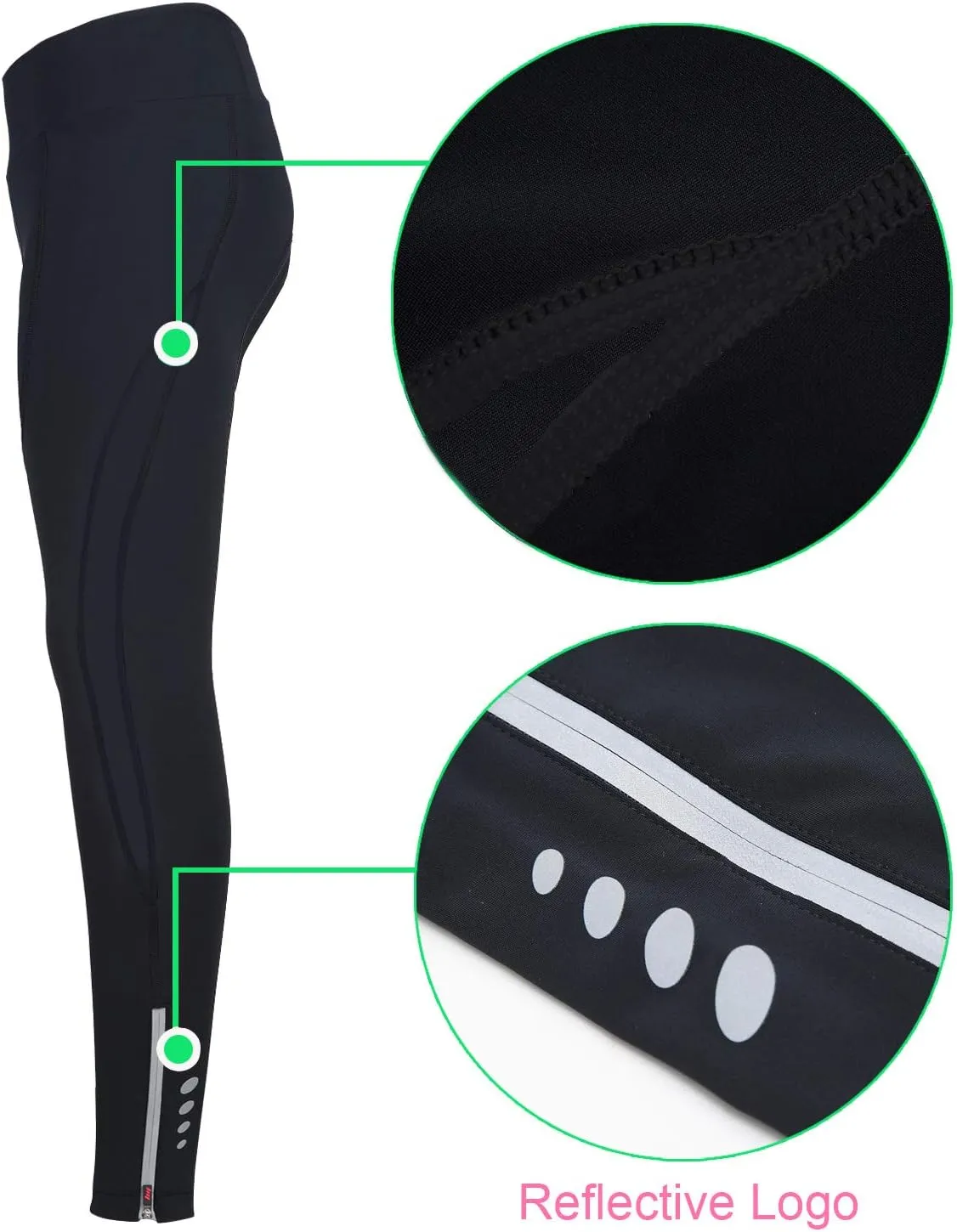 Women's Cycling Pants 3D Padded Compression Tight, Long Bike Bicycle Pants with Wide Waistband