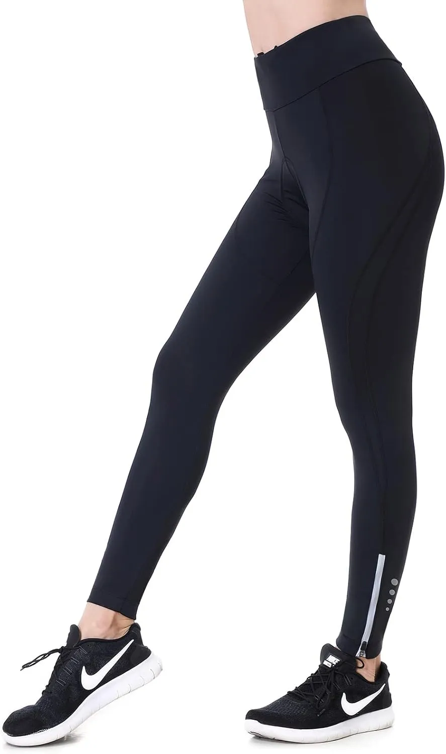 Women's Cycling Pants 3D Padded Compression Tight, Long Bike Bicycle Pants with Wide Waistband