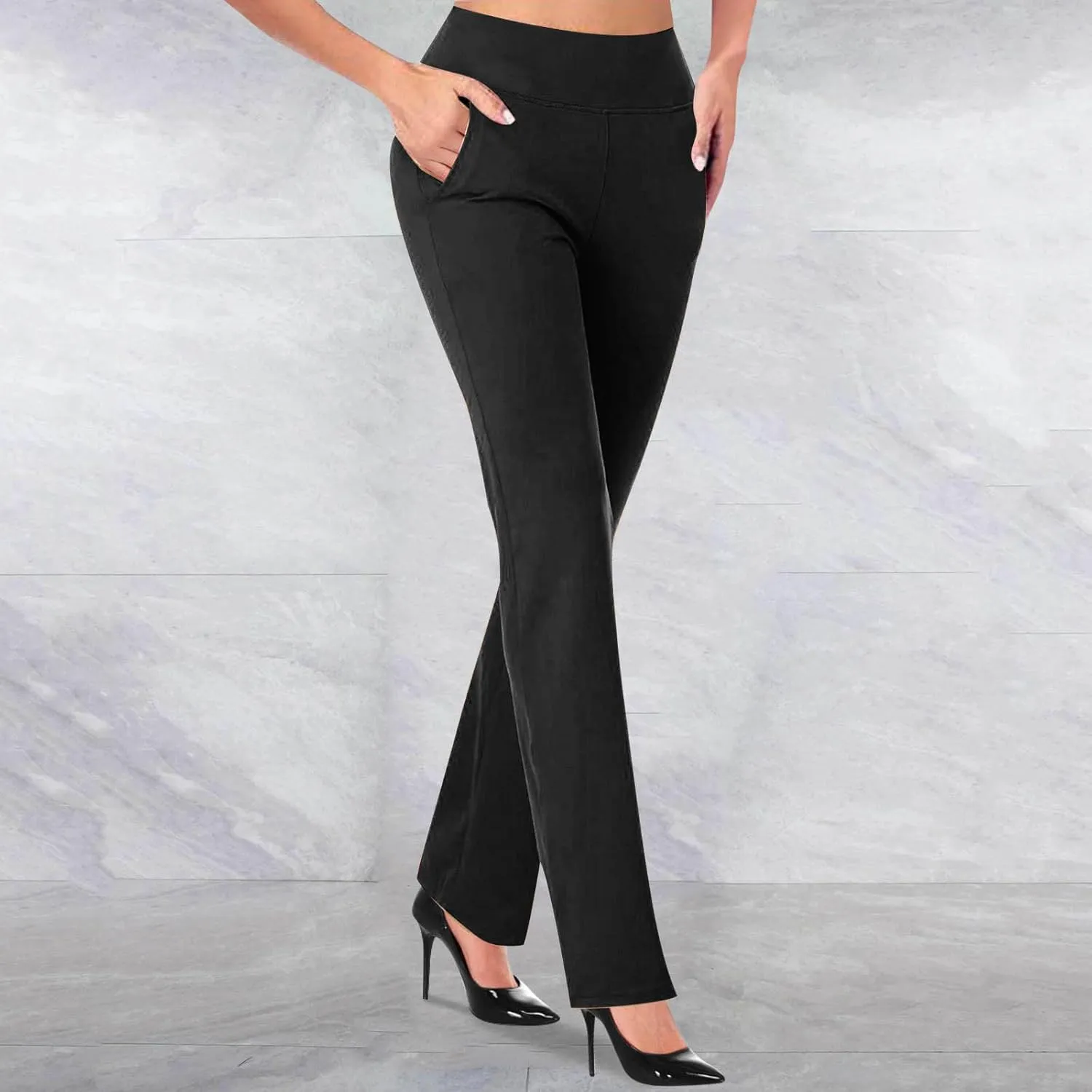Womens Dress Pants Business Casual Work Pants High Waist Stretchy Trousers Bootcut Office Slacks with Pockets
