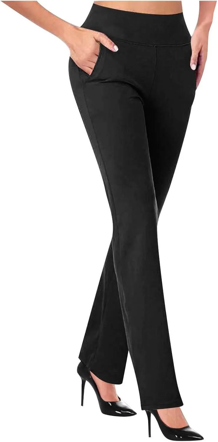 Womens Dress Pants Business Casual Work Pants High Waist Stretchy Trousers Bootcut Office Slacks with Pockets