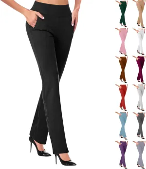 Womens Dress Pants Business Casual Work Pants High Waist Stretchy Trousers Bootcut Office Slacks with Pockets