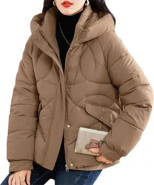 Women's Fashion Down Cotton-Padded Jacket Winter Short Coats Warm Parkas Lady Streetwear Loose Hooded Outerwear