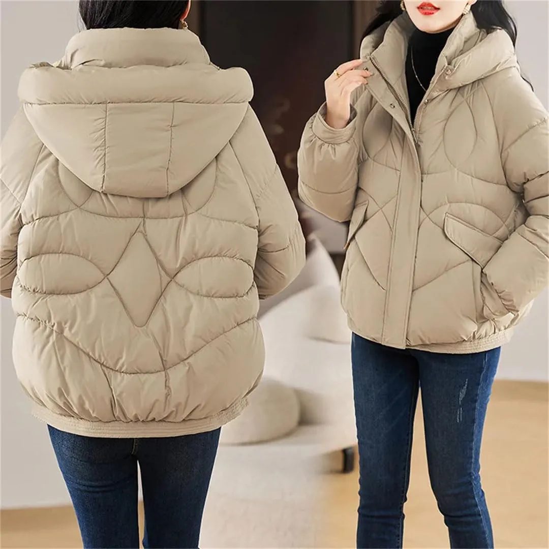 Women's Fashion Down Cotton-Padded Jacket Winter Short Coats Warm Parkas Lady Streetwear Loose Hooded Outerwear