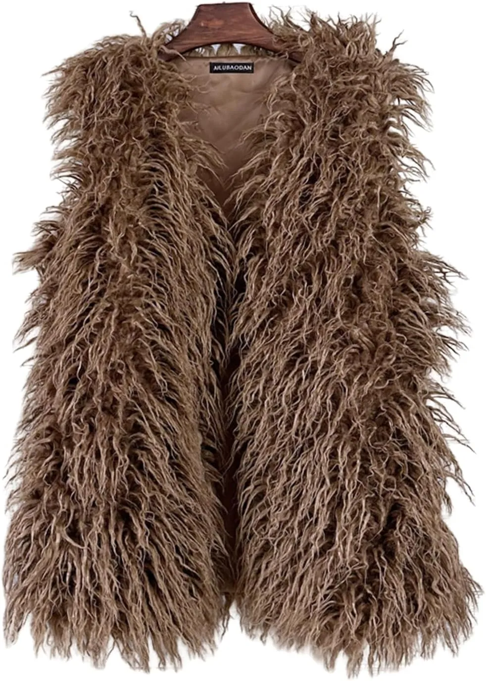 Women's Faux Fur Long Waistcoat,Warm Fluffy Emerald Green Vests Stylish Jackets Coat