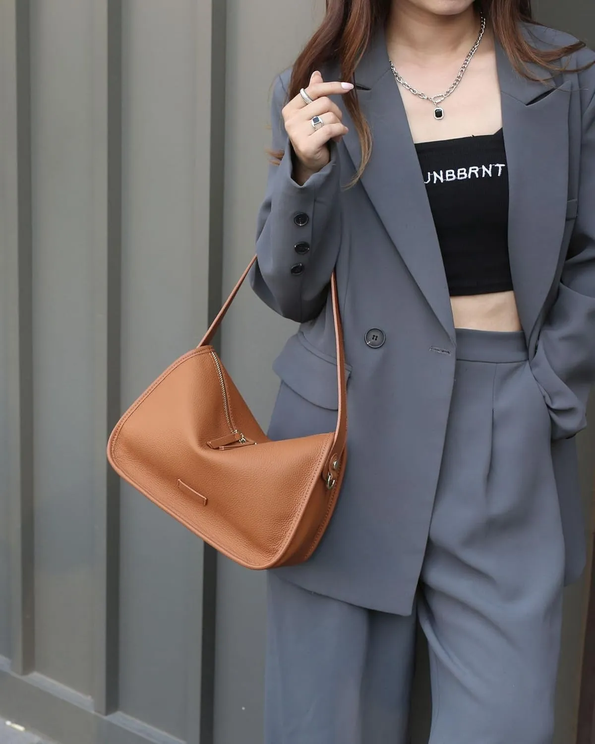 Women's Genuine Leather Shoulder Crossbody Bag Togo Handbag Underarm Armpit Pillow Bag Hobo Versatile Casual Clutch Chic