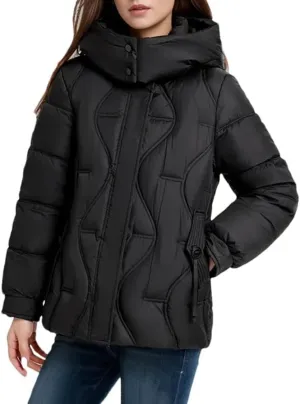Womens Hooded Cotton Jacket Coat Solid Zipper Pockets Thicken Warm Casual Padded Jackets