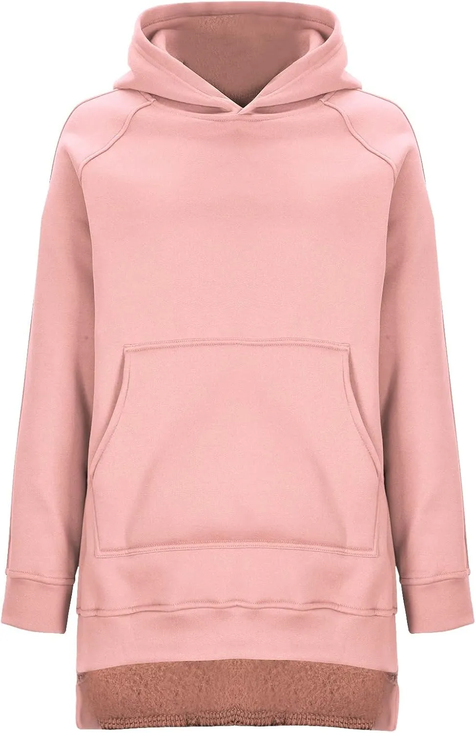 Women's Hoodies Casual Pullover Oversized Sweatshirt Long Sleeve Split Hem Hoodie with Kangaroo Pocket