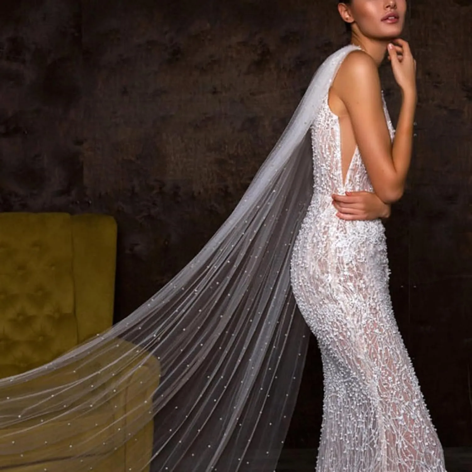 Women's Ivory Cloak Wedding Bridal Jackets Pearl White Cape Custom Lace Tulle Elegant