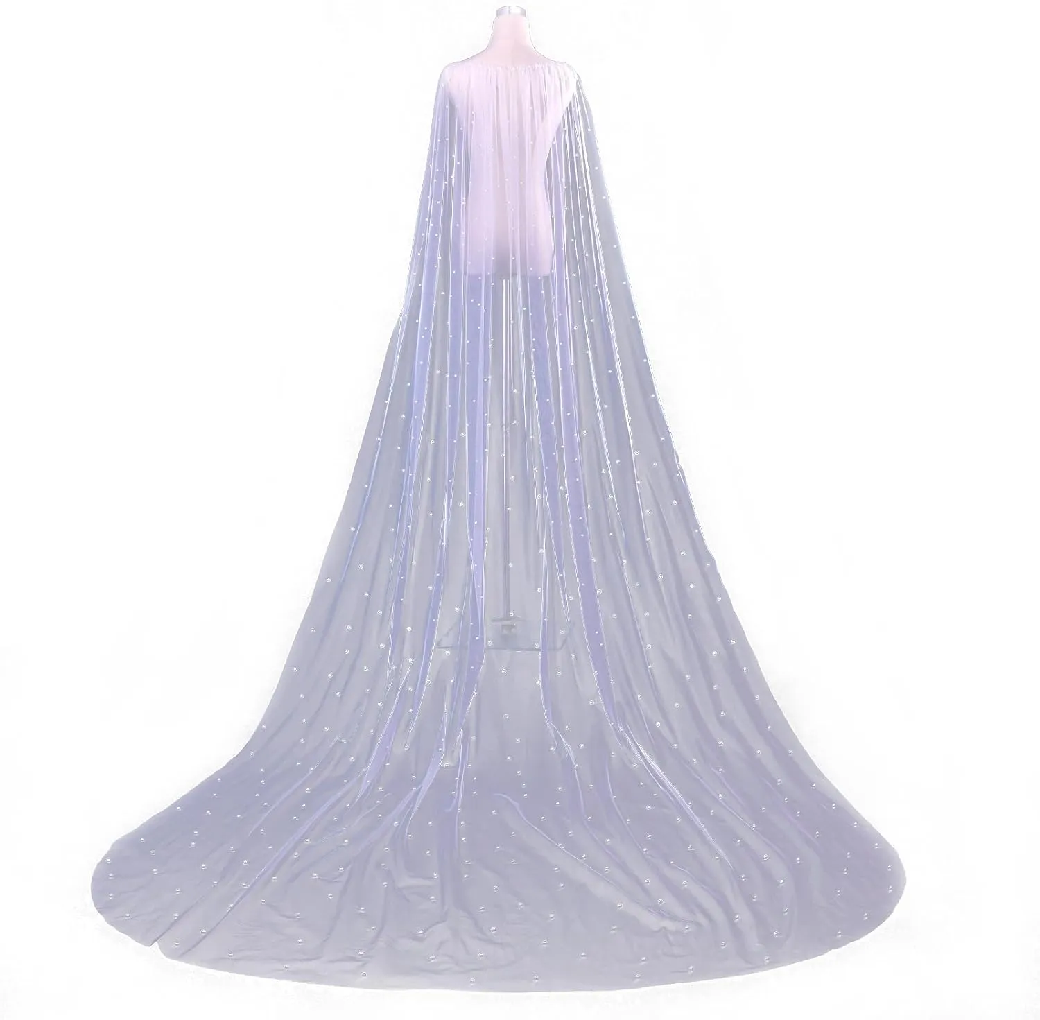 Women's Ivory Cloak Wedding Bridal Jackets Pearl White Cape Custom Lace Tulle Elegant