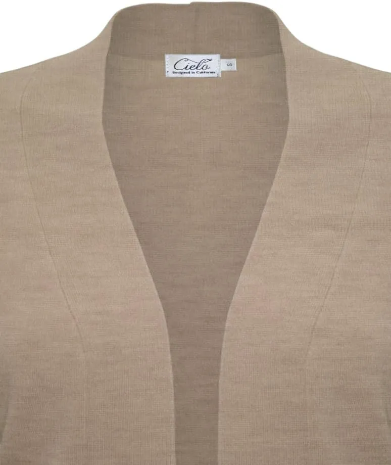 Women's Knit Cropped Sweater Bolero Cardigan Three Quarter Sleeve