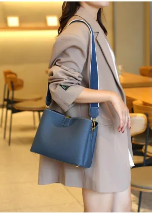 Women's Leather Shoulder Crossbody Bag Versatile Handbag Top Handle Hobo Bucket Bag Large Capacity Elegant Luxury Chic