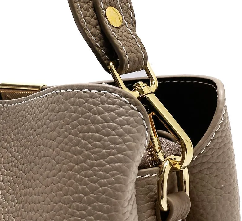 Women's Leather Shoulder Crossbody Bag Versatile Handbag Top Handle Hobo Bucket Bag Large Capacity Elegant Luxury Chic