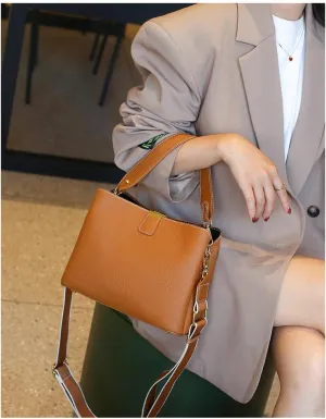 Women's Leather Shoulder Crossbody Bag Versatile Handbag Top Handle Hobo Bucket Bag Large Capacity Elegant Luxury Chic