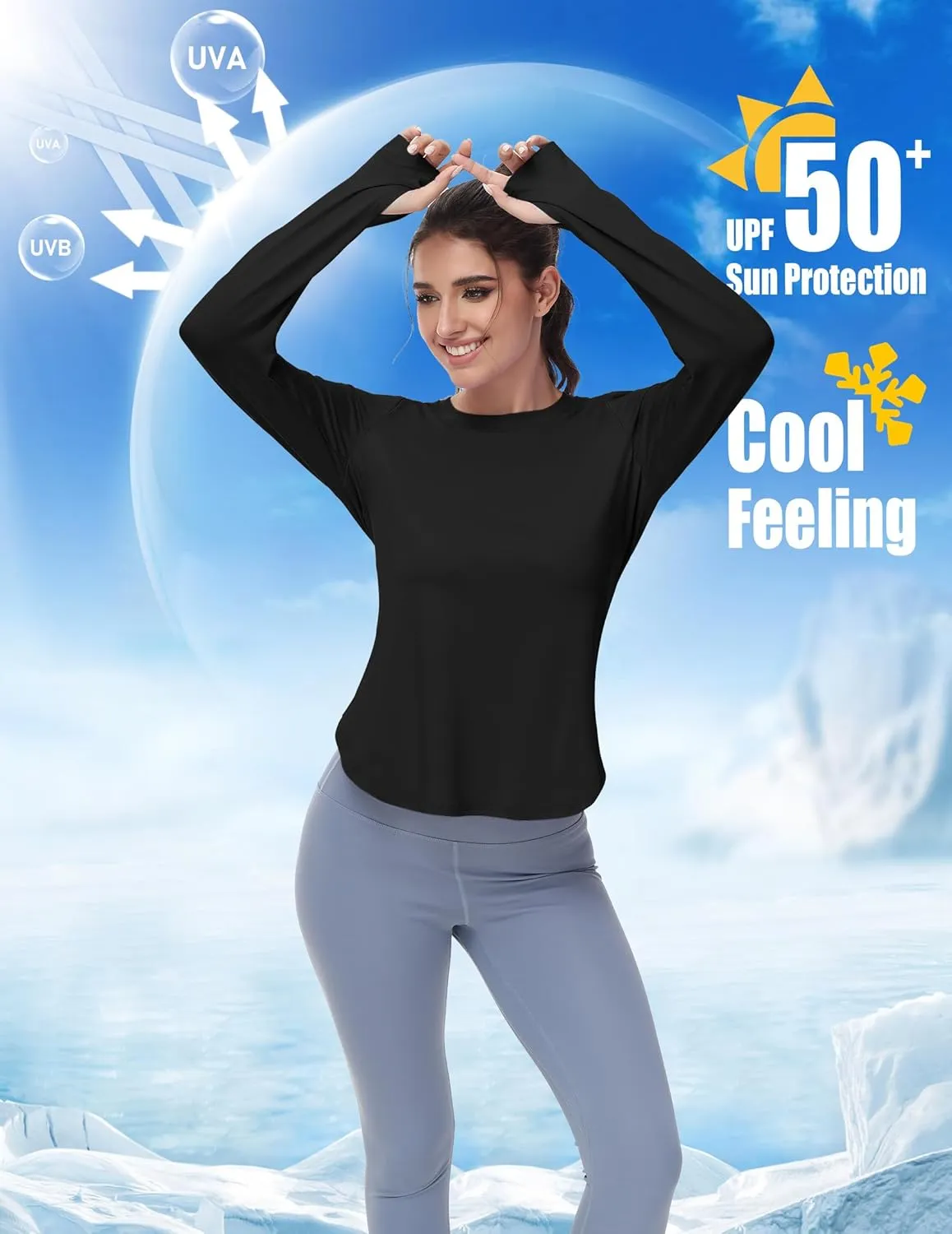 Women's Long Sleeve Workout Tops Running Yoga Athletic Hiking Casual Base Shirts Lightweight Quick Dry UPF 50 