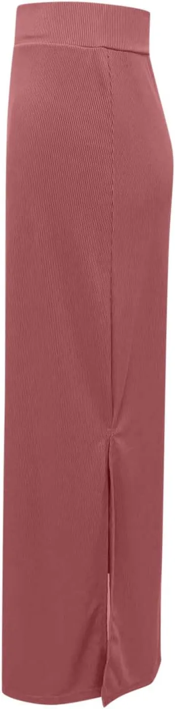 Womens Maxi Skirt Summer Slim Fit Versatile Hip Skirt Elastic Wrapped Split Skirt Fashion Solid Office Work Skirts