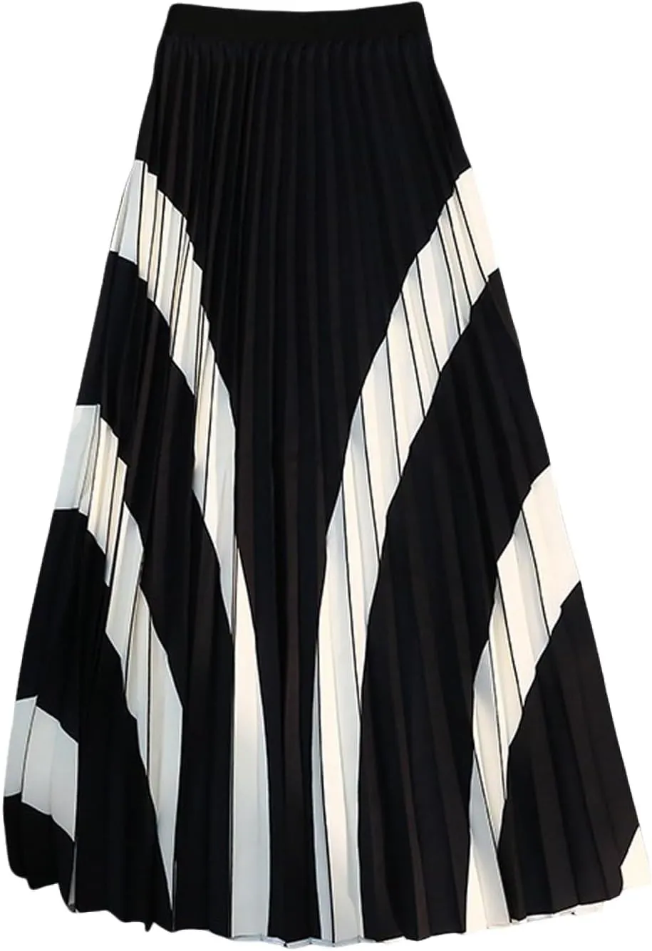 Women's Organ Pleated Long Skirt Bohemian Long Skirt Elastic Waist A-line Pleated Ruffled midi Skirt