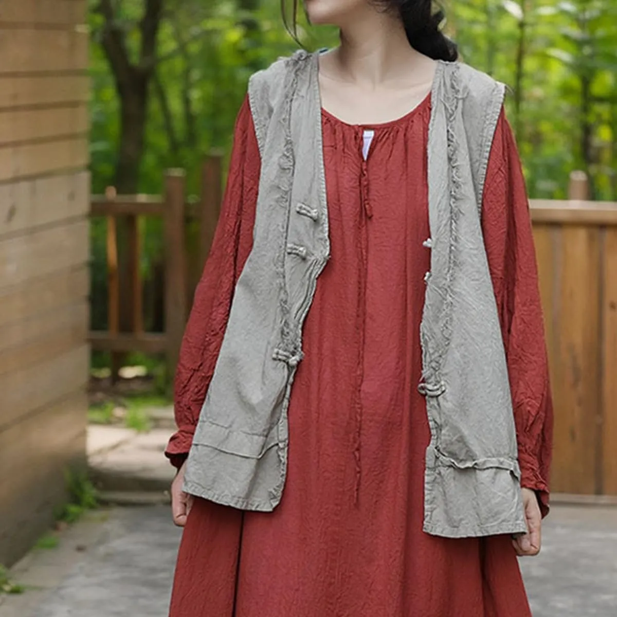 Women's Outerwear Vests Sleeveless Lightweight Vest Summer Distressed Hem V Neck Cotton Linen Blazer Jacket Tops