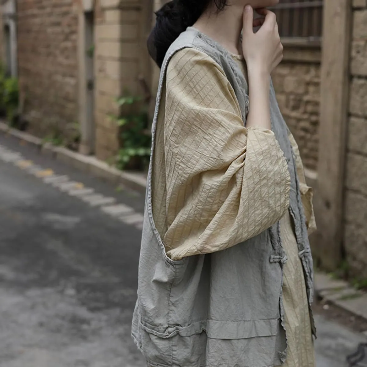 Women's Outerwear Vests Sleeveless Lightweight Vest Summer Distressed Hem V Neck Cotton Linen Blazer Jacket Tops