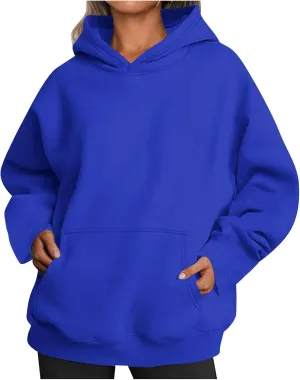 Women's Oversized Hoodies,Casual Crew Neck Long Sleeve Fleece Sweatshirts Pullover Sweaters Teen Girls Cute Tops