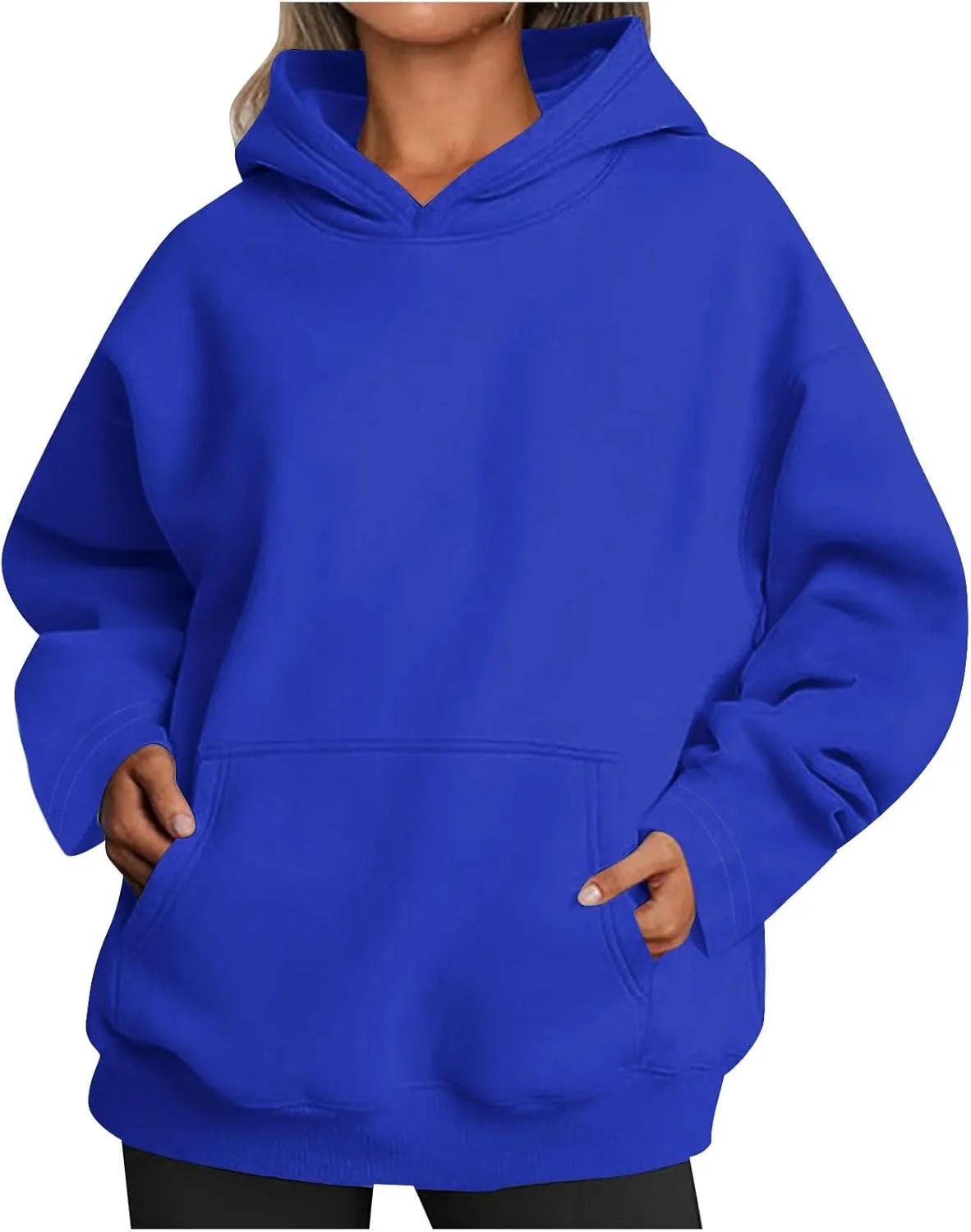 Women's Oversized Hoodies,Casual Crew Neck Long Sleeve Fleece Sweatshirts Pullover Sweaters Teen Girls Cute Tops