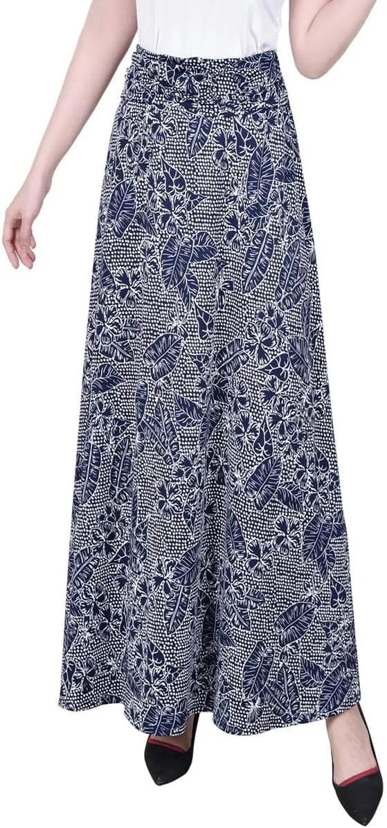 Womens Petites Printed Long Maxi Skirt Navy PM