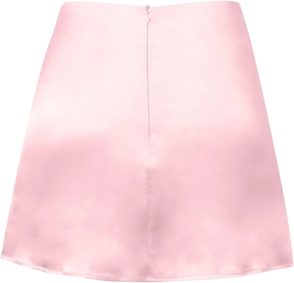 Women's Satin Mini Skirts High Waisted Silk Skirts Trendy A-Line Zipper Solid Color Short Skirt Casual